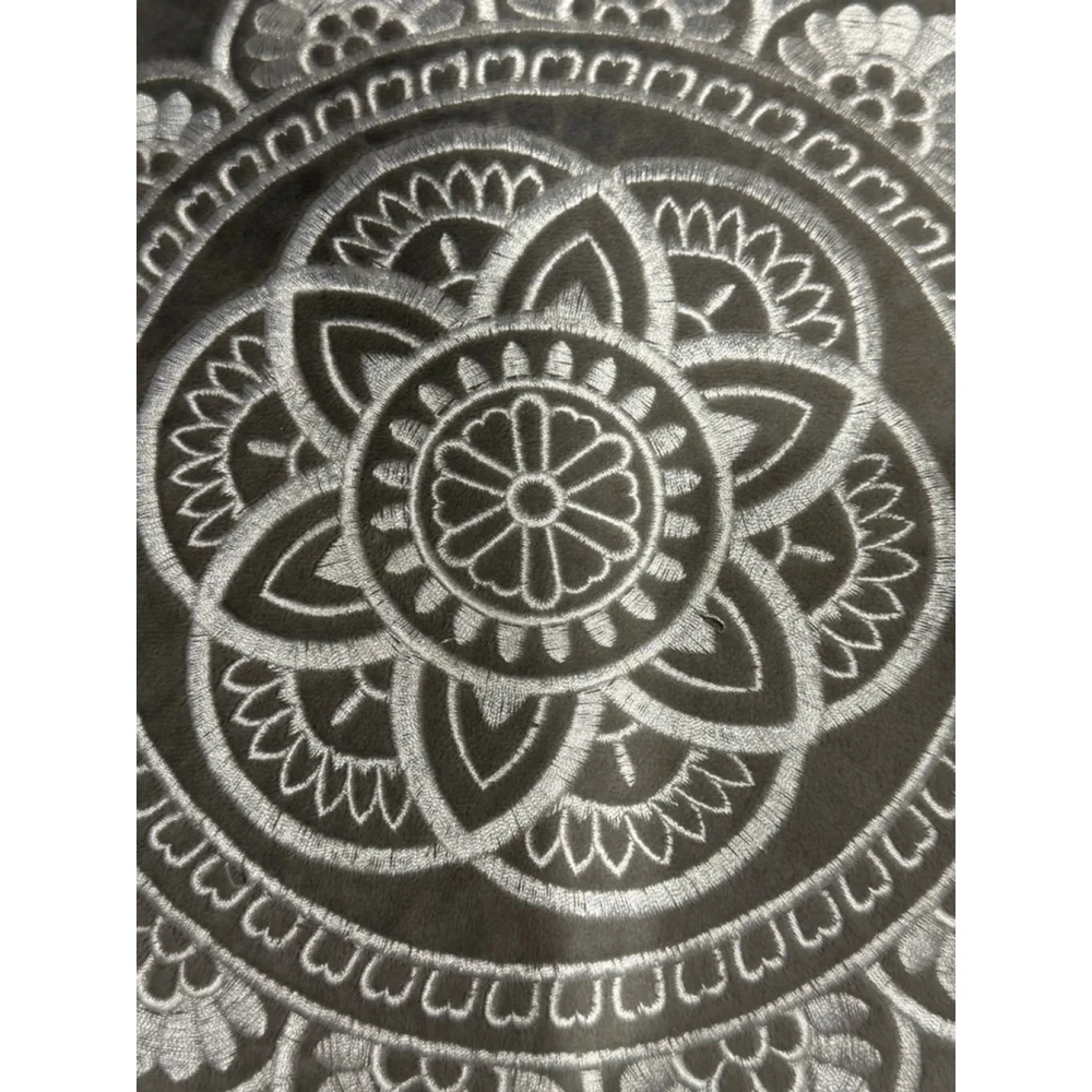 FLORENSI Gray & White Embroidered buckwheat zafu Mandala Round Pillow 14